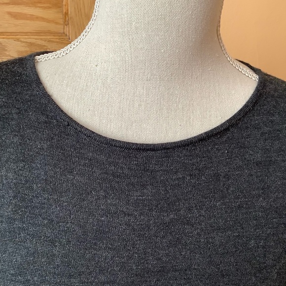 EILEEN FISHER Charcoal Fine Merino Jersey Keyhole Back Box Sweater Size XS - Picture 6 of 14